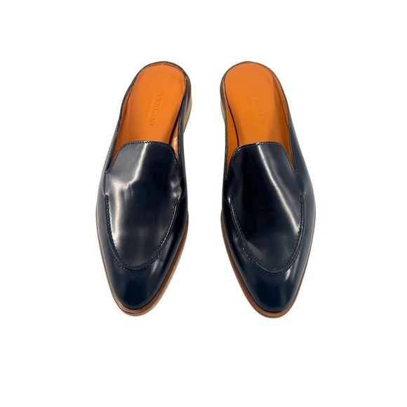 EVERLANE The Modern Loafer Slip On Leather Low Heel Mules 6.5 US in Navy - Picture 4 of 12